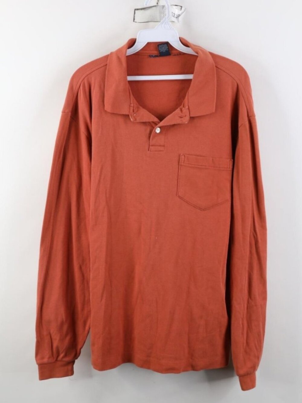 Vintage 90s Lands End Mens Large Faded Blank Long Sleeve Golf Polo Shirt USA